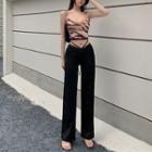 Print Cropped Camisole Top / Wide Leg Pants