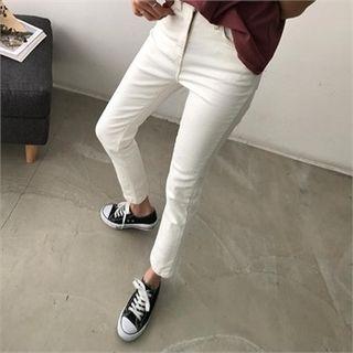 Mid-rise Slim Straight-cut Pants