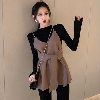 Long-sleeve T-shirt / Plain Vest With Sash