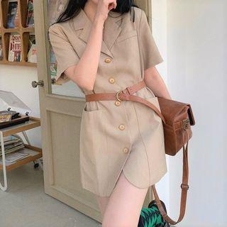 Short-sleeve Mini Blazer Dress With Belt