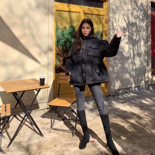 Funnel-neck Drawstring-waist Padded Jacket