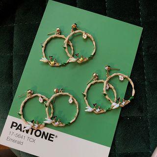 Glaze Bird Alloy Hoop Earring