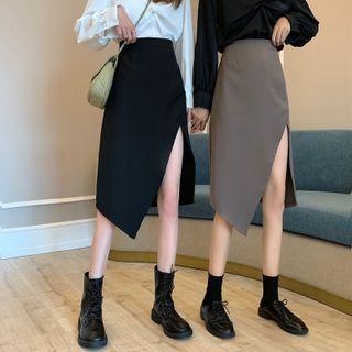 Plain Irregular Slim-fit Skirt
