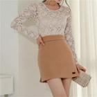Wool Blend A-line Handmade Miniskirt