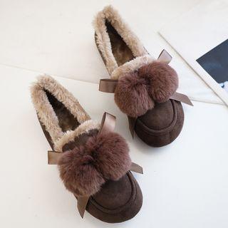 Fleece-lined Bobble Flats