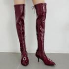 Rhinestone Patent High-heel Over-the-knee Boots