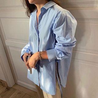 Long-sleeve Knotted Side Shirt