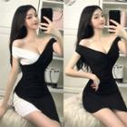 Sleeveless V-neck Asymmetrical Slim-fit Dress