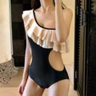 Ruffled Cut-out One-shoulder Swimsuit