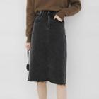 Denim High-waist Straight-fit Skirt