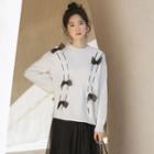 Bow-accent Sweater White - One Size