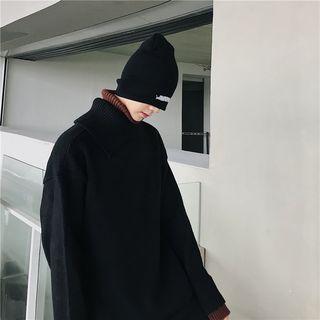 Mock-two Piece Turtleneck Sweater