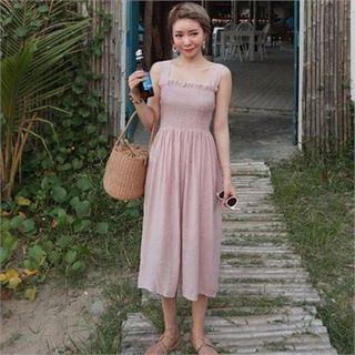 Wide-strap Smocked Midi Sundress