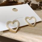 Faux Pearl Hollow Heart Stud Earring 1 Pair - As Shown In Figure - One Size