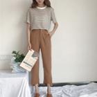 Asymmetric Hem Straight Leg Pants