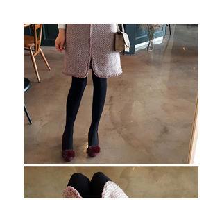Slit-front Frayed-hem Skirt