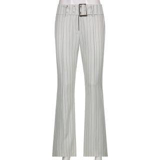 Pinstriped Boot-cut Pants