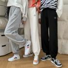Smiley Face Embroidered Fleeced Sweatpants