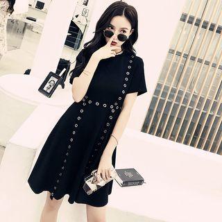 Eyelet Short-sleeve A-line Dress