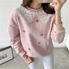 Lace-collar Embroidered Sweatshirt