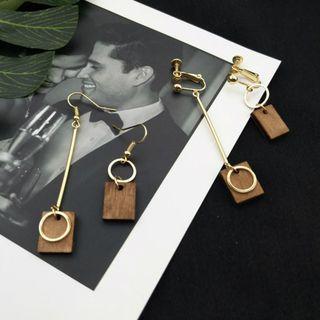 Wooden Asymmetric Drop Earring