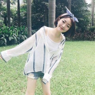 Long-sleeve Slit-back Striped Shirt