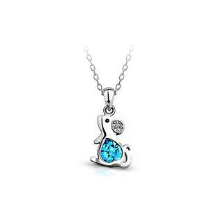 Chinese Zodiac Mice Pendant With Blue Austrian Element Crystal And Necklace