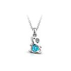 Chinese Zodiac Mice Pendant With Blue Austrian Element Crystal And Necklace