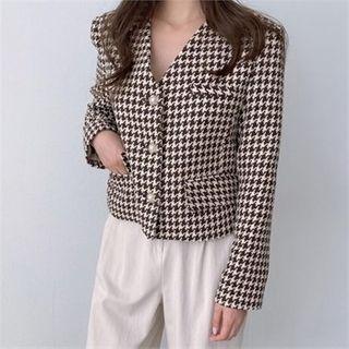 V-neck Houndstooth Jacket