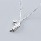 925 Sterling Silver Star & Feather Pendant Necklace Silver - One Size