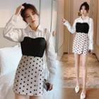 High-waist Asymmetric Polka Dot Skirt
