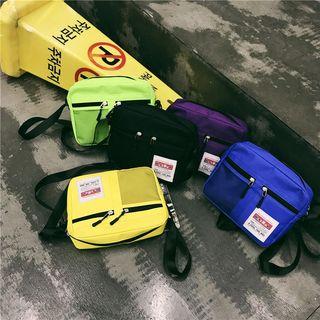 Applique Mesh Panel Crossbody Bag