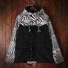 Zebra Print Panel Hooded Jacket