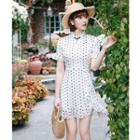 Traditional Chinese Short-sleeve Polka Dot A-line Mini Dress