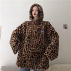 Leopard Print Boxy Hoodie Leopard - One Size