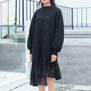 Asymmetrical Lace Pullover Dress