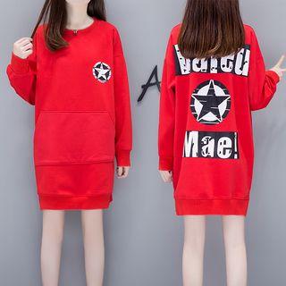 Long-sleeve Star Print Mini Sweatshirt Dress