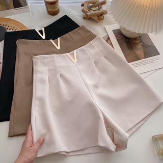 Metal-accent High Waist Shorts