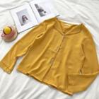 Plain Single-breasted Chiffon Long-sleeve Blouse