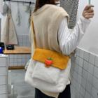 Color Block Faux-shearling Messenger Bag