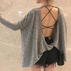 Long-sleeve Open Back T-shirt / Strappy Top