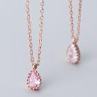 925 Sterling Silver Rhinestone Drop Pendant Necklace