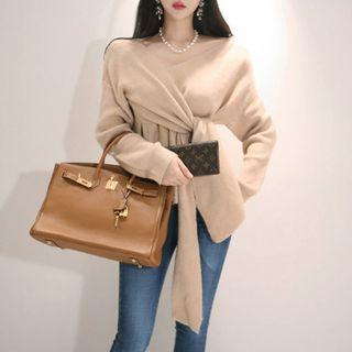 Knit-front Sweater Almond - One Size