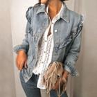 Ruffle Denim Button Jacket