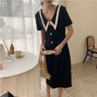 Two-way Short-sleeve Midi A-line Dress