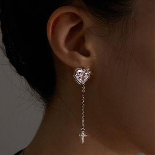 Cross Drop Clip On Earring / Ear Stud