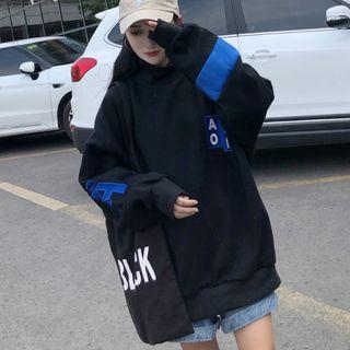 Mock Turtleneck Letter Embroidered Pullover