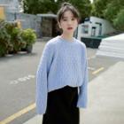 Plain Round-neck Sweater Blue - One Size