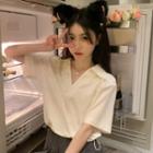 Short-sleeve Open-collar Polo Shirt