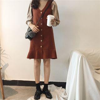 Sleeveless Ruffle-trim A-line Dress